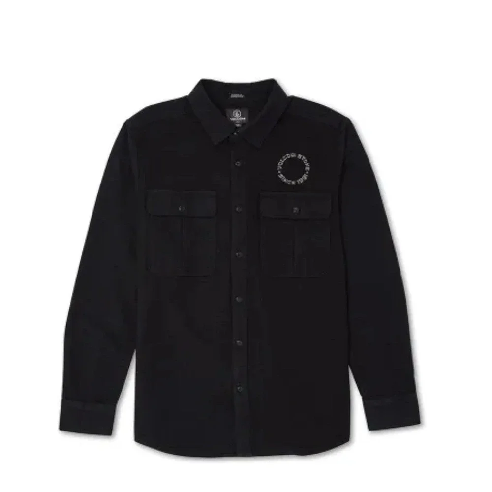 Volcom Minneret Black Flannel Long Sleeve Shirt Button Up Mens‎ Size Med Surfer